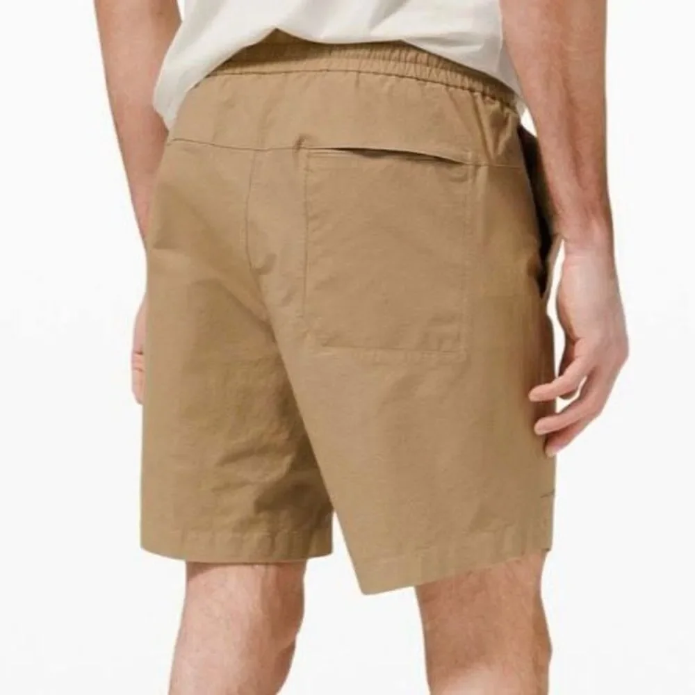 Lululemon Bowline Short Tan Cotton Pull On Elastic Drawstring Men’s Large M7ARGS